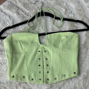 Princess Polly Green Halter Corset Top